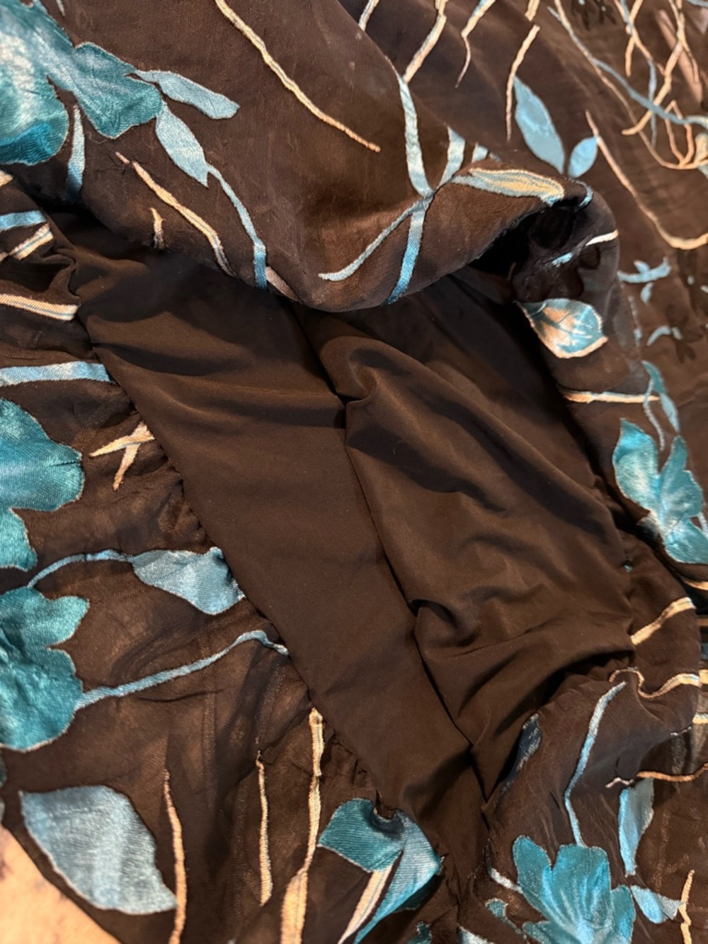 Alfani Black Sheer Blouse with Teal Floral Print - Picture 8 of 8